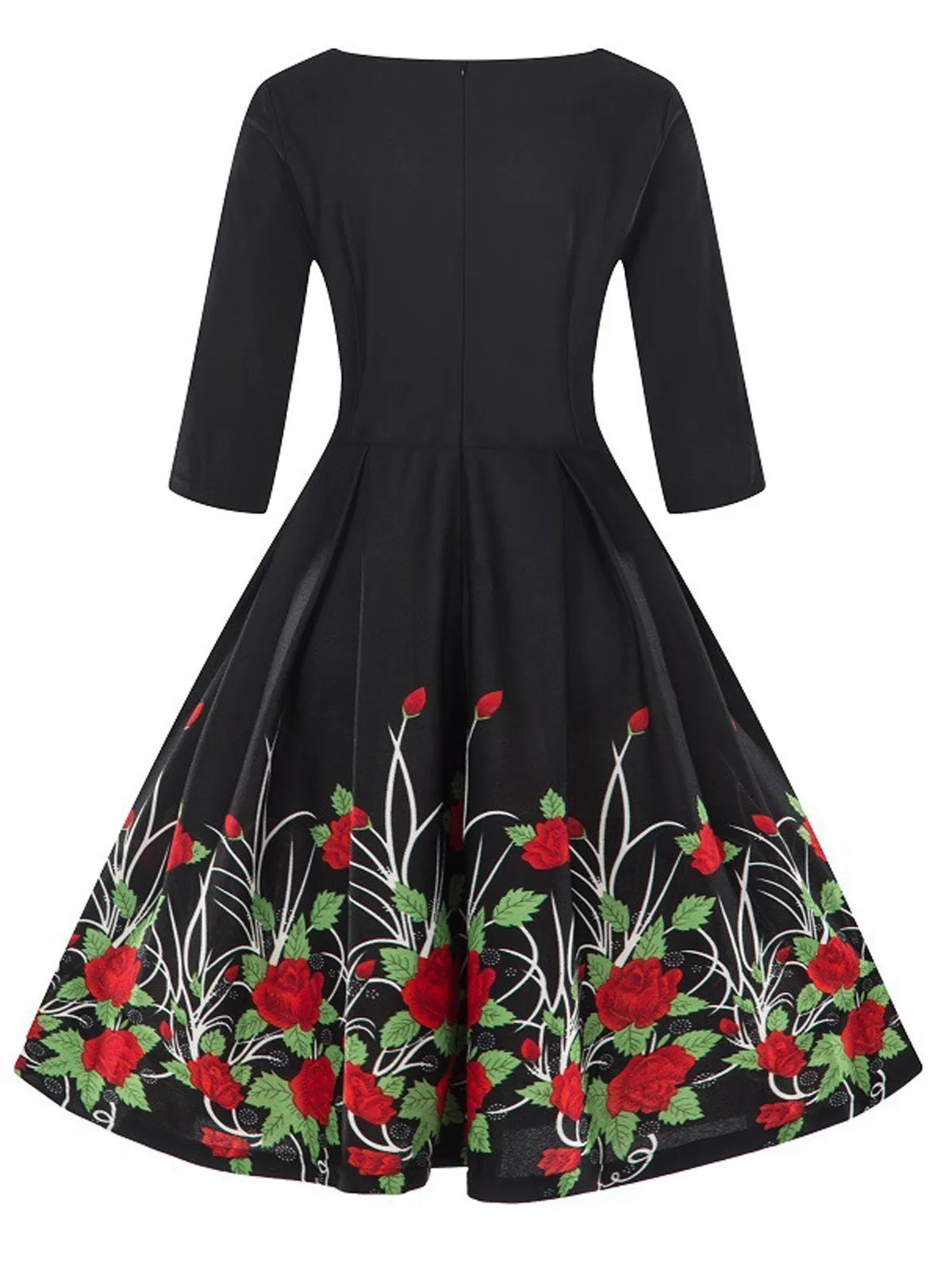 1950s Floral 3/4 Sleeve Dress