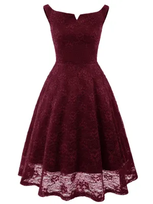 1950s Lace Floral Swing Dress