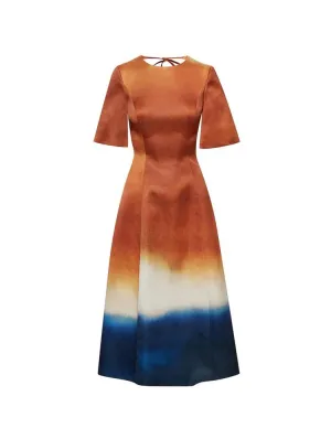 Abstract Ombré Satin Dress