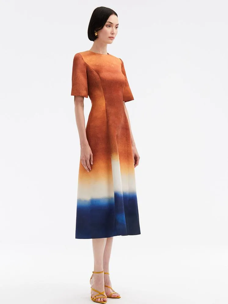 Abstract Ombré Satin Dress