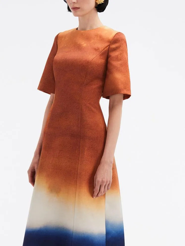 Abstract Ombré Satin Dress