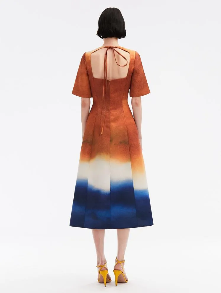 Abstract Ombré Satin Dress