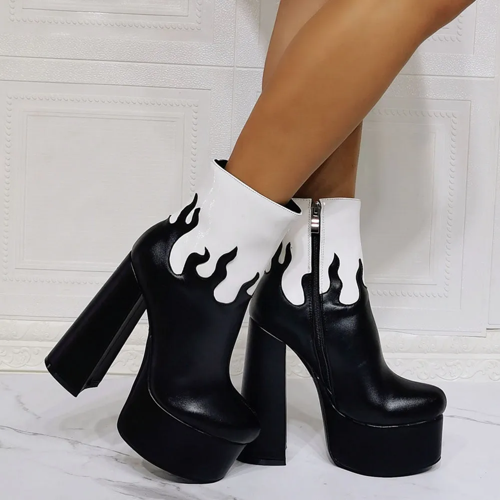 Amozae-- 2024 New Arrival Ladies Platform High Heel Ankle Boots Goth Cool Black Print Zipper Winter Autumn Popular Women Shoes Fashion