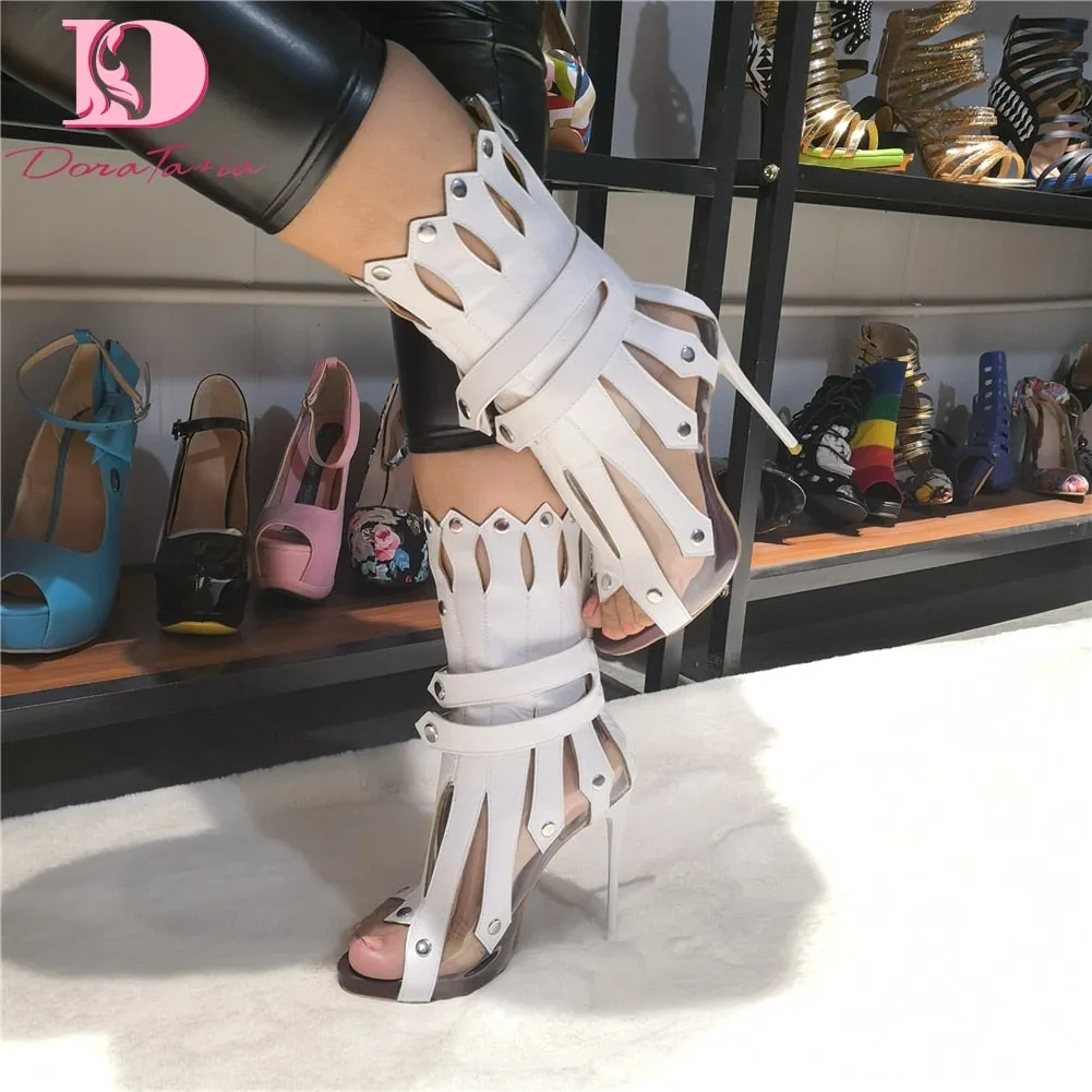 Amozae   Brand design   Summer Boots Big Size 47 Party Sandals Women Shoes Fashion Gladiator Thin High Heels Shoes Woman