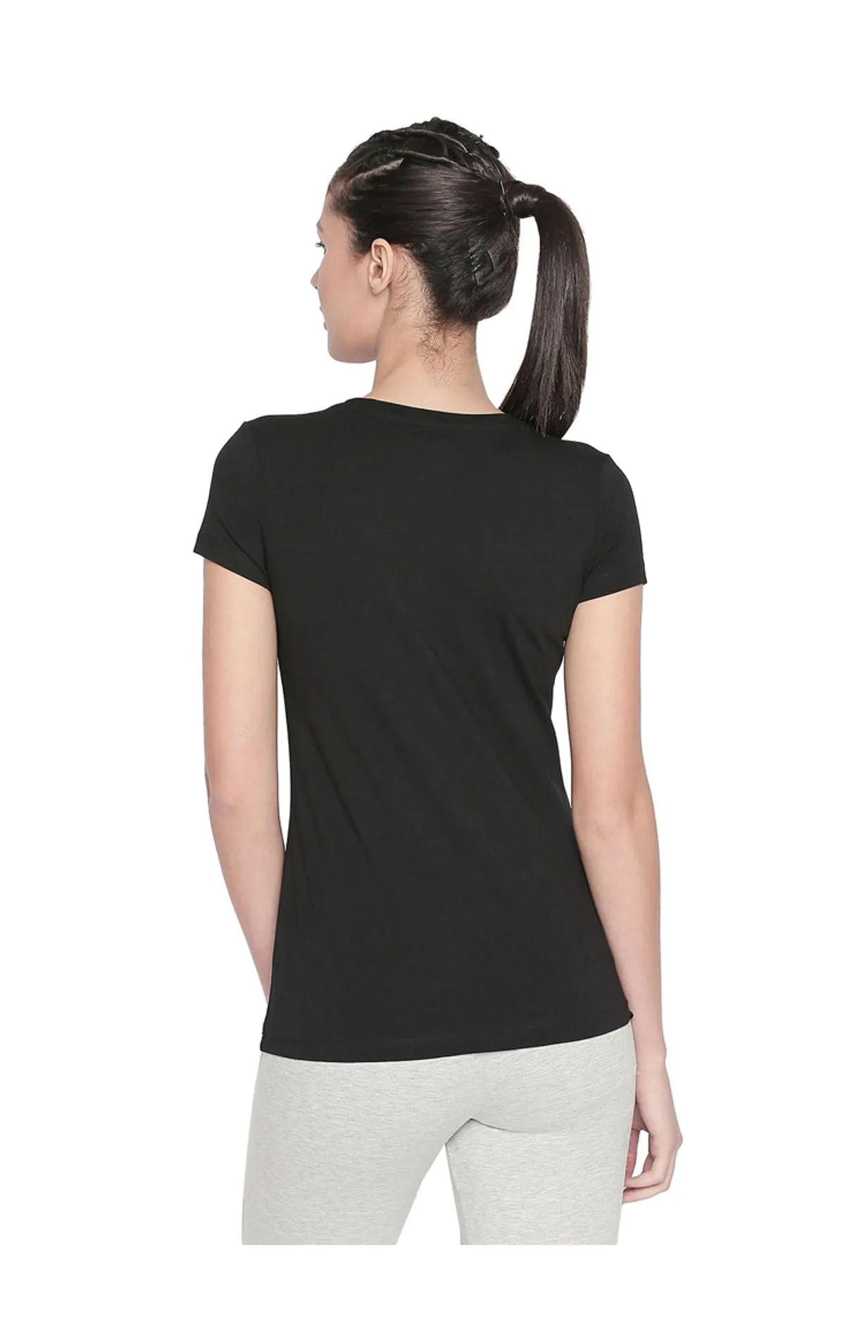 Bodyactive Women Black Round Neck Tee-TS19-BLACK