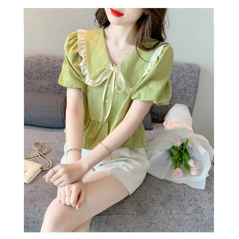 Bubble Sleeve Niche Chiffon Blouse