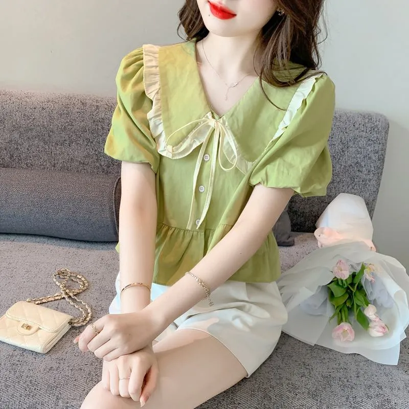 Bubble Sleeve Niche Chiffon Blouse