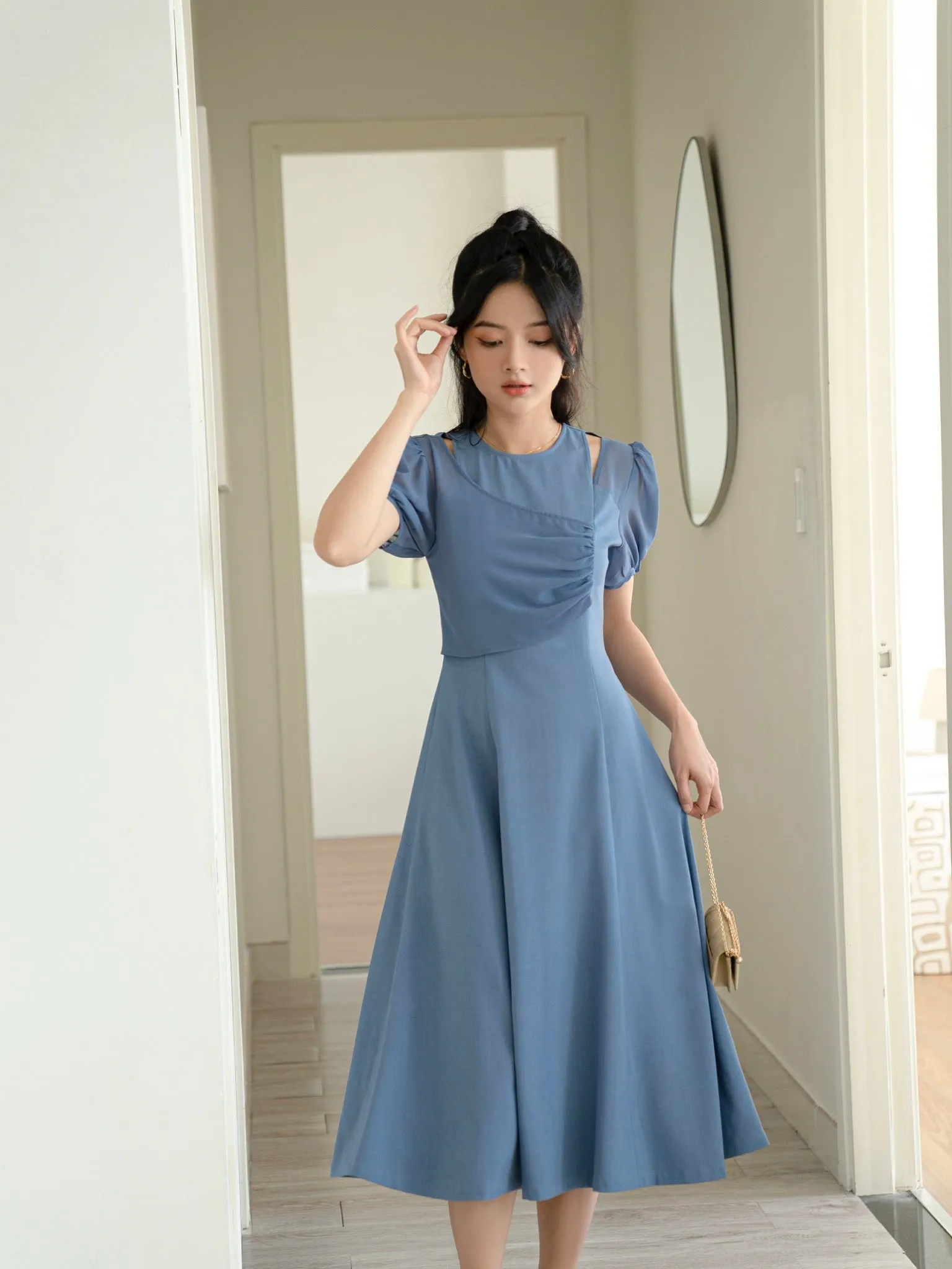 Camie Deep Blue Midi Dress - Gu Fashion | Vietnam Fashion