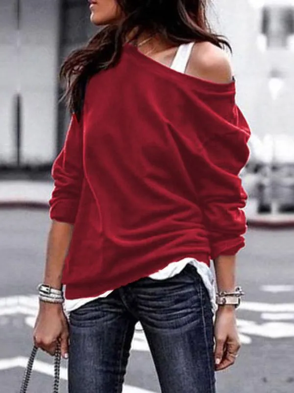 Casual Long Sleeves Solid Color Blouses Shirts Tops