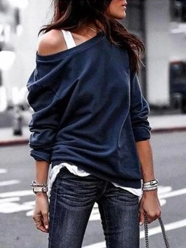 Casual Long Sleeves Solid Color Blouses Shirts Tops