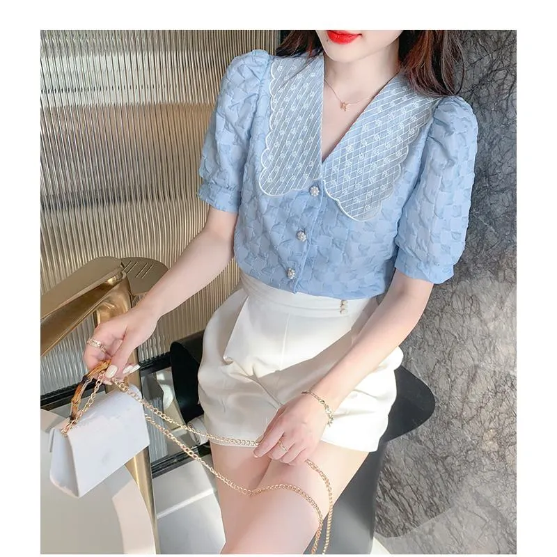 Chiffon Bubble Sleeve Blouse