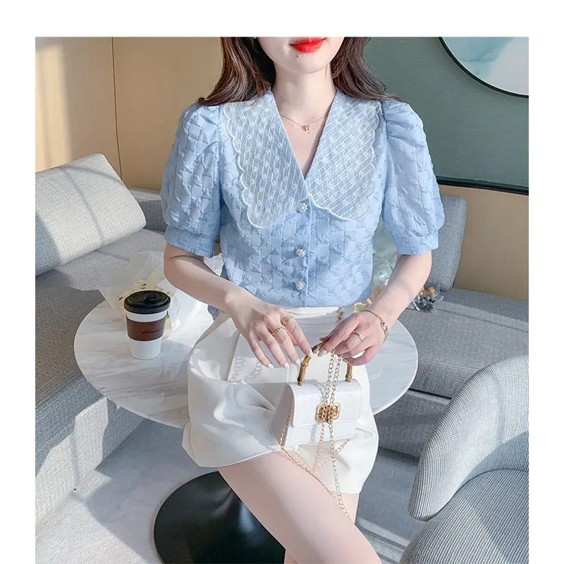 Chiffon Bubble Sleeve Blouse