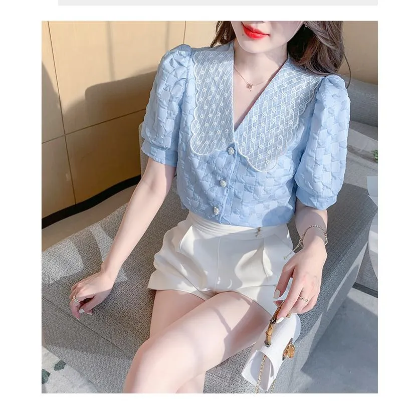 Chiffon Bubble Sleeve Blouse