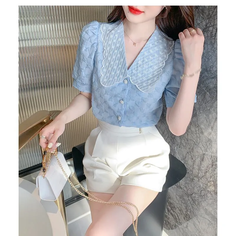 Chiffon Bubble Sleeve Blouse