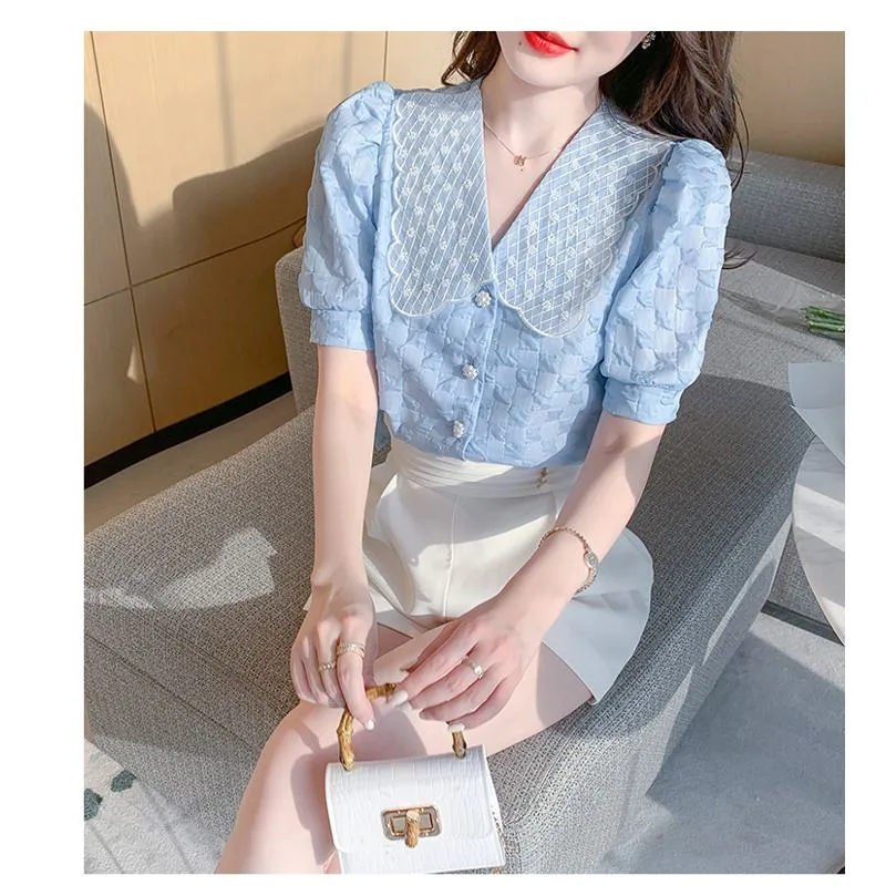 Chiffon Bubble Sleeve Blouse