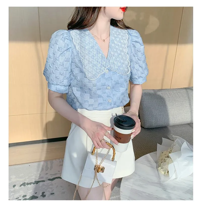 Chiffon Bubble Sleeve Blouse