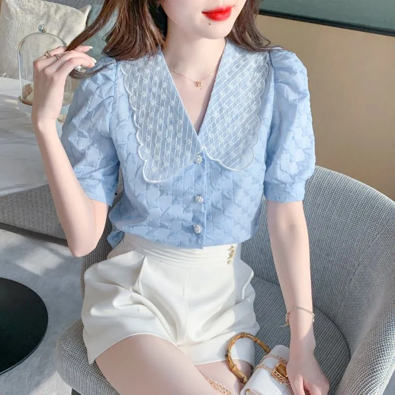 Chiffon Bubble Sleeve Blouse