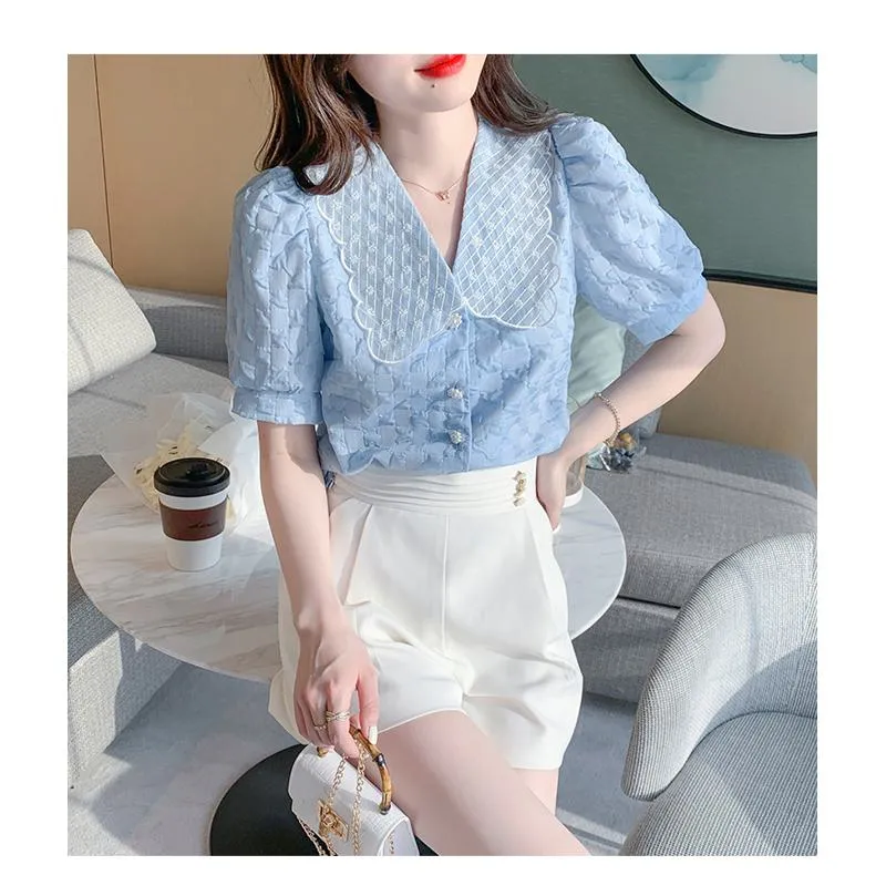 Chiffon Bubble Sleeve Blouse