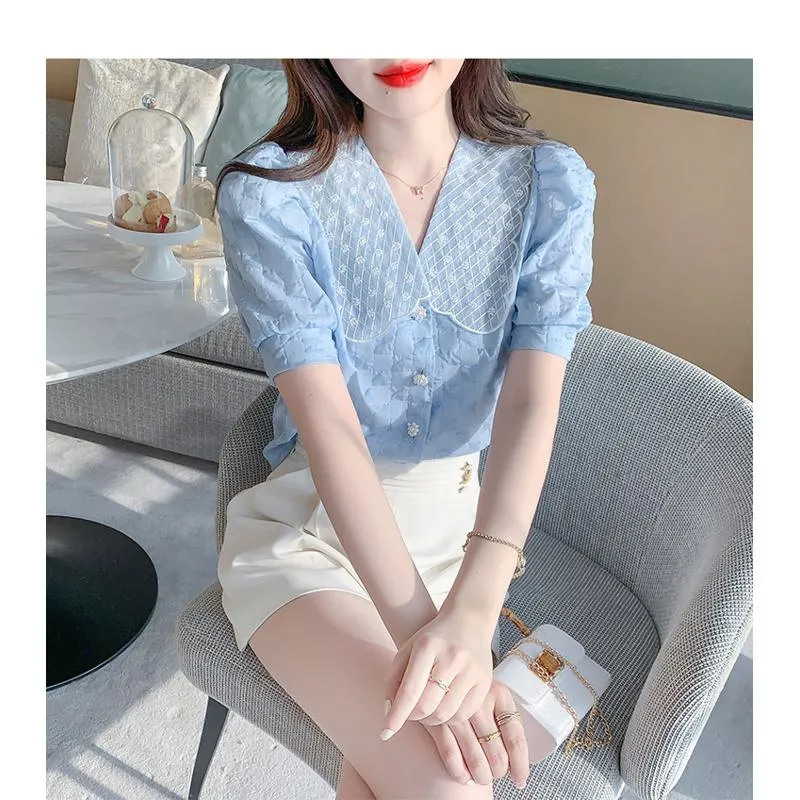 Chiffon Bubble Sleeve Blouse