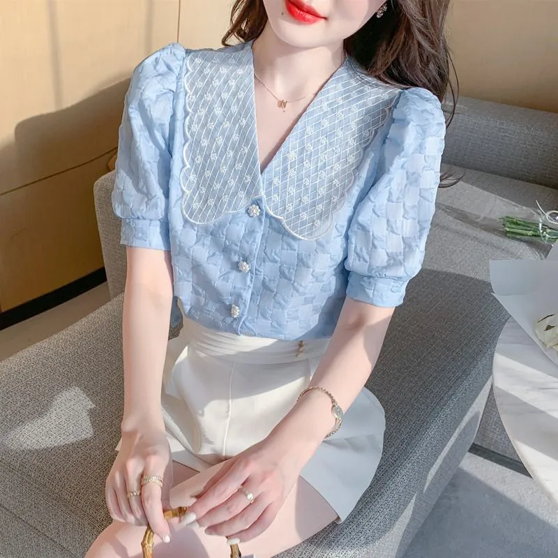 Chiffon Bubble Sleeve Blouse