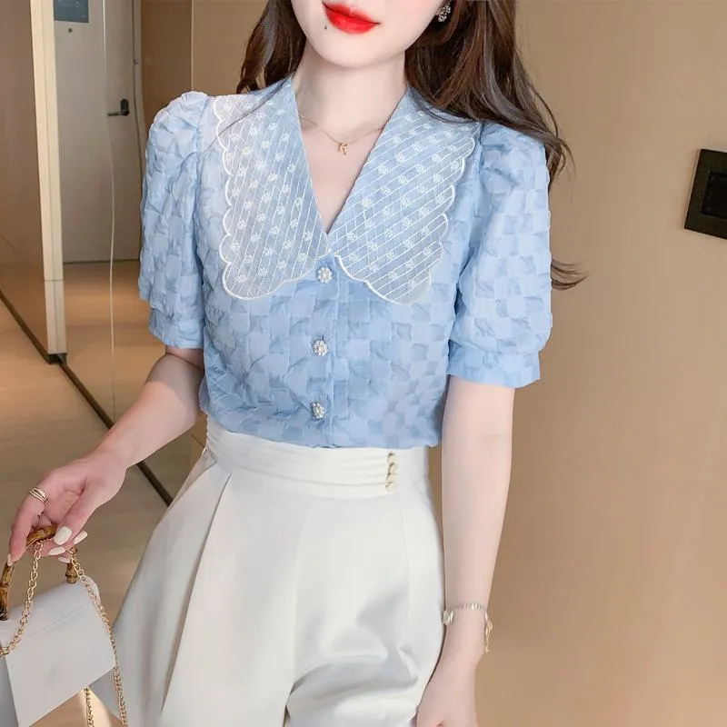 Chiffon Bubble Sleeve Blouse