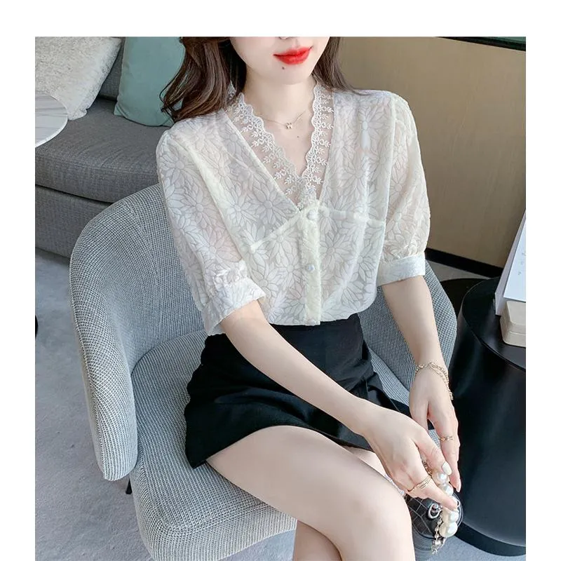 Fairy Lace V-Neck Blouse