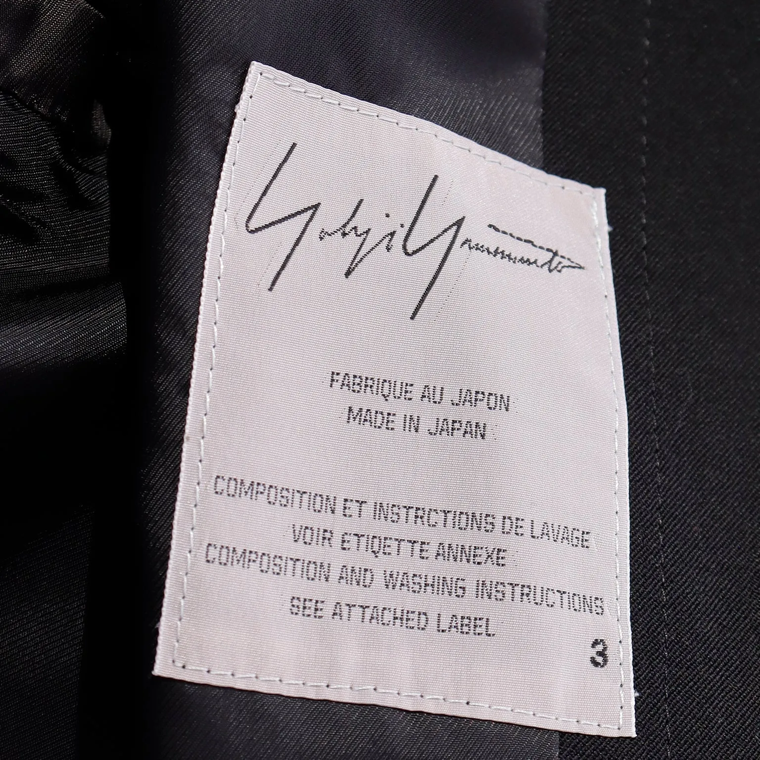 Fall 2001 Yohji Yamamoto Tuxedo Style Asymmetrical Jacket w Safety Pin Closure