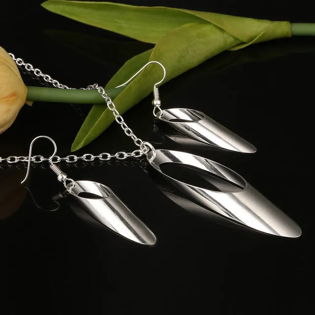 Fashion Silver Jewelry Sets Pendant & Necklaces Drop Earrings For Women Sets Free Shipping Jewelry Sets Wedding Party Set