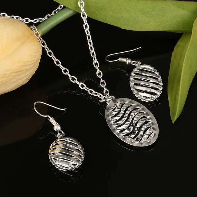 Fashion Silver Jewelry Sets Pendant & Necklaces Drop Earrings For Women Sets Free Shipping Jewelry Sets Wedding Party Set