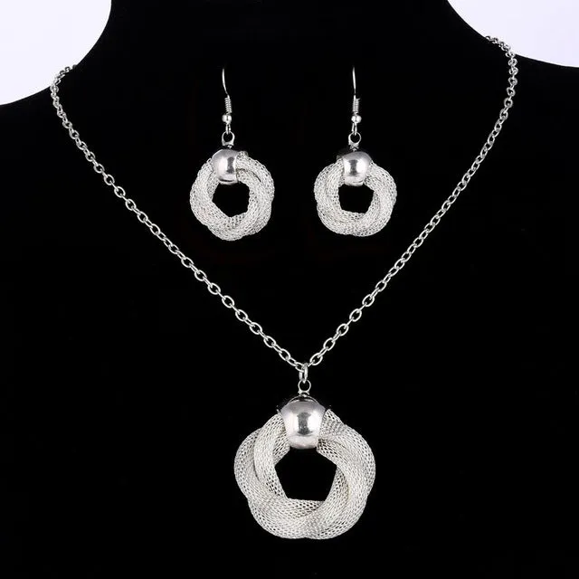 Fashion Silver Jewelry Sets Pendant & Necklaces Drop Earrings For Women Sets Free Shipping Jewelry Sets Wedding Party Set