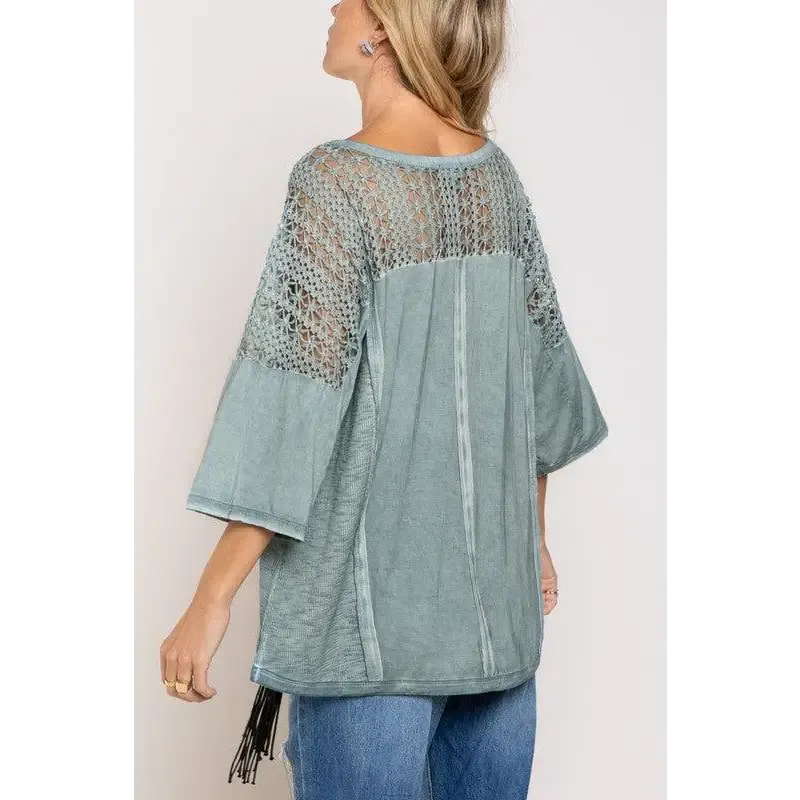 Feminine Boho Crochet Sleeve Top