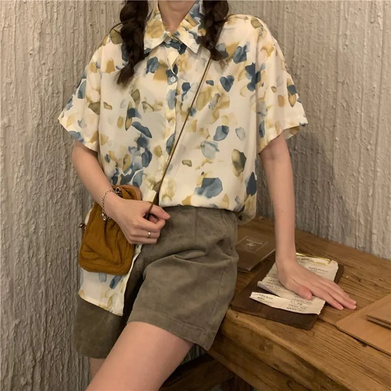 Floral Print Loose Fit Niche Chiffon Unique Shirt