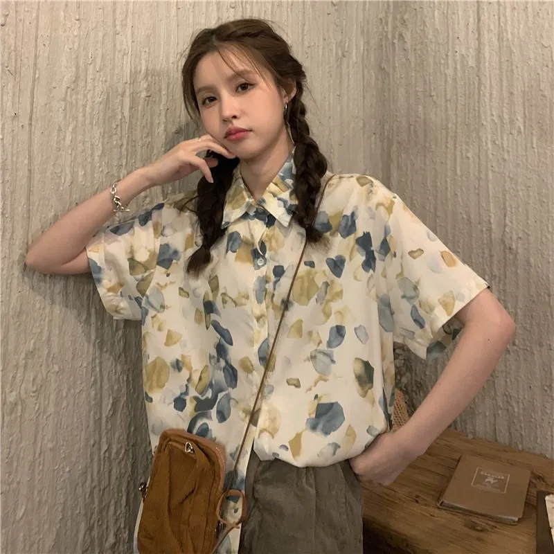 Floral Print Loose Fit Niche Chiffon Unique Shirt