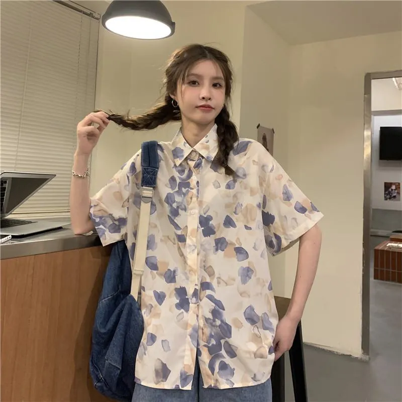 Floral Print Loose Fit Niche Chiffon Unique Shirt