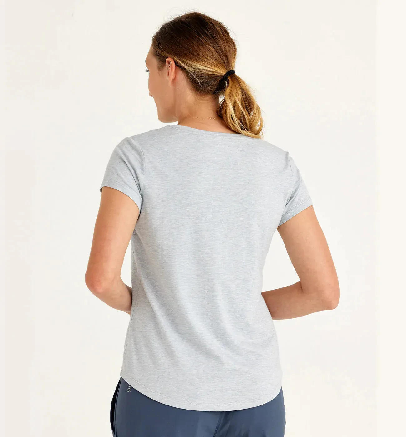 Free Fly Women's Bamboo Current Tee in Heather Bay Blue