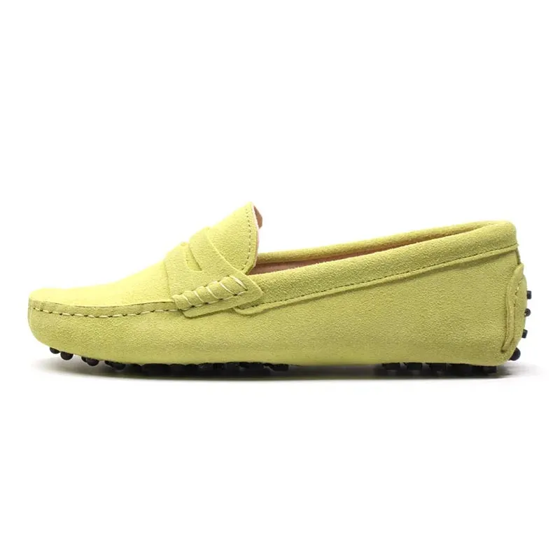 Genuine Leather Spring Flat Shoes Casual Loafers Slip On Women's Flats Shoes Moccasins Lady Driving Shoes