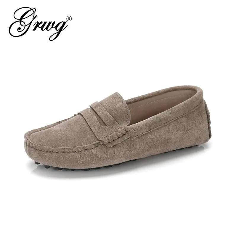 Genuine Leather Spring Flat Shoes Casual Loafers Slip On Women's Flats Shoes Moccasins Lady Driving Shoes