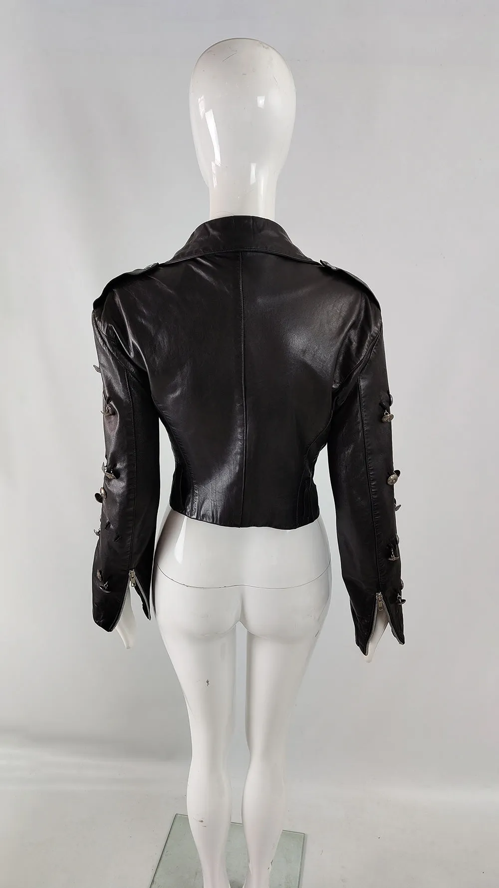 Helen Storey Vintage 80s Womens Black Leather Biker Jacket