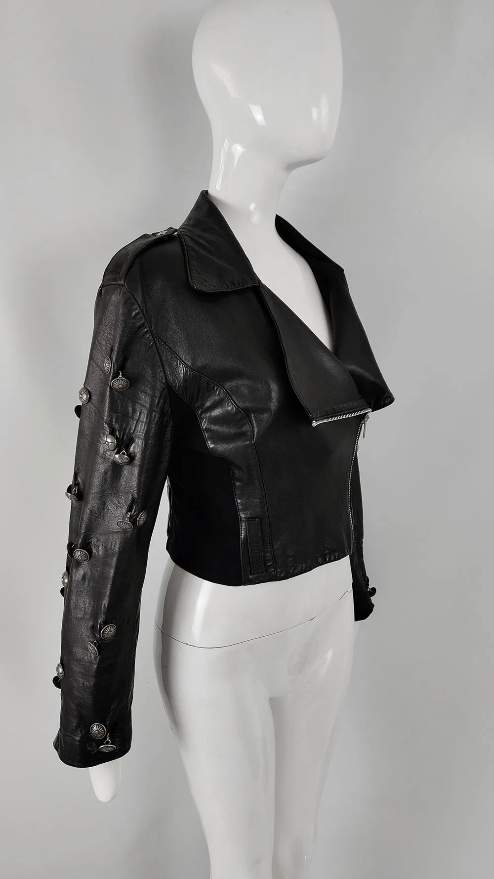 Helen Storey Vintage 80s Womens Black Leather Biker Jacket