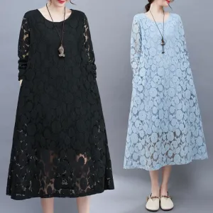 Lace Loose Fit Slimming Chic Versatile Artistic Atmospheric Dress