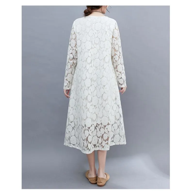 Lace Loose Fit Slimming Chic Versatile Artistic Atmospheric Dress