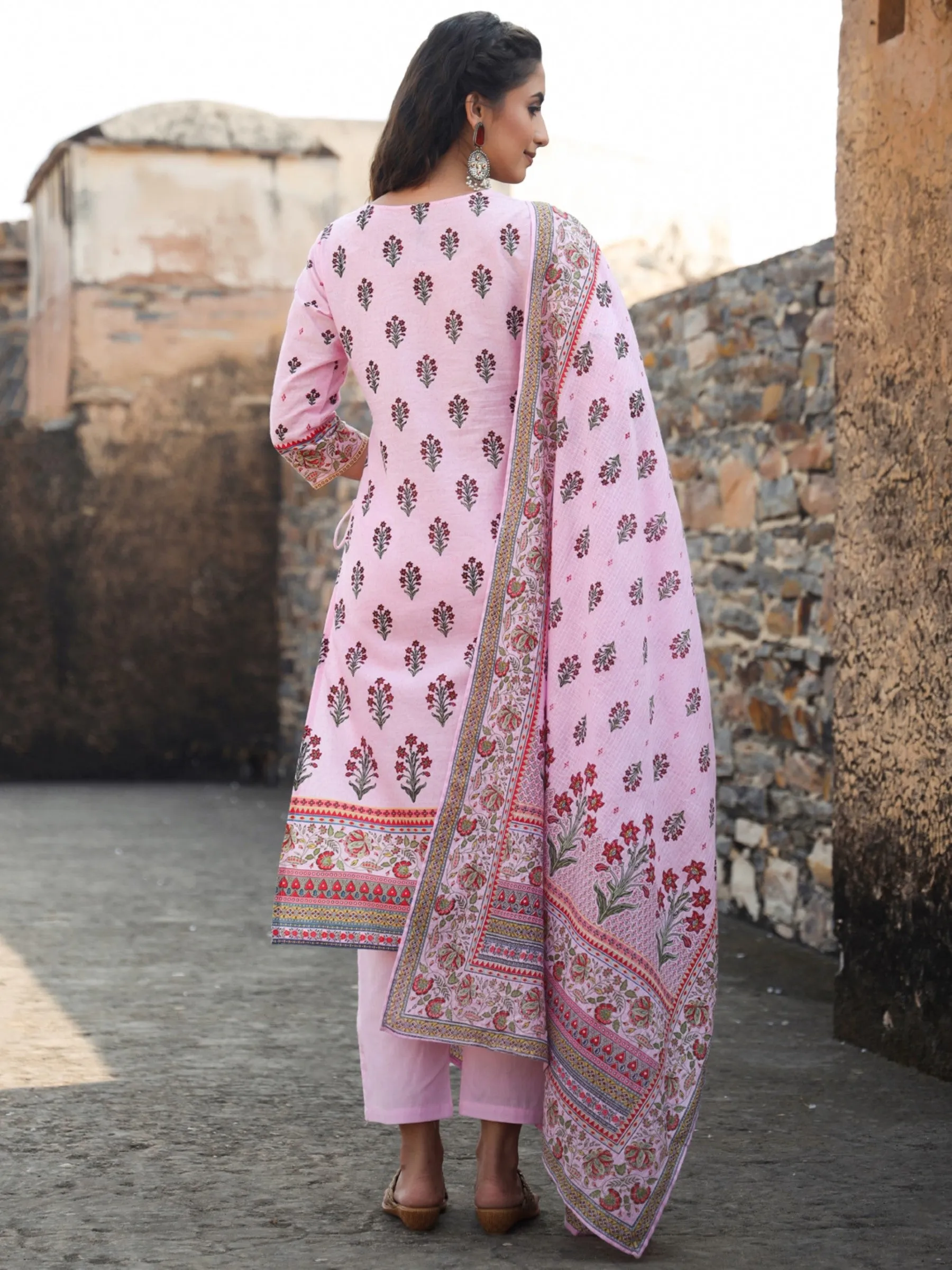 Lilac Cambric Printed Straight Kurta Sets