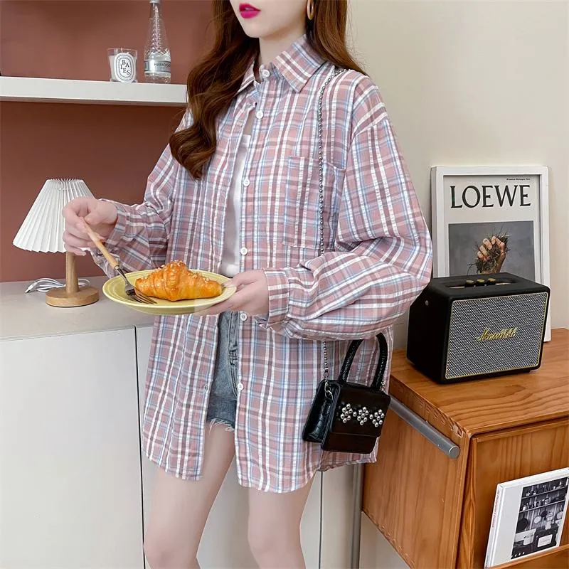 Loose Fit Thin Plaid Anti-Aging Cotton Sun Protection Casual Shirt