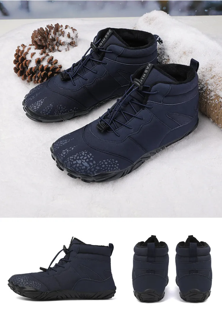 Men's Barefoot shoes Winter Waterproof Trail Running shoes Warm Lined Snow shoes Unisex Outdoor Non-slip Winter Boots