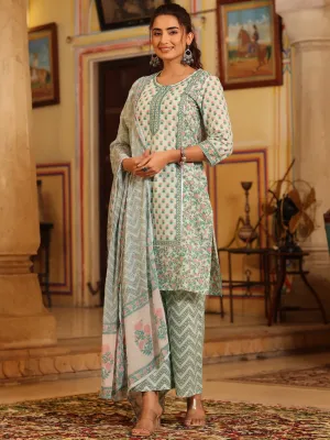 Seagreen Cambric Printed Straight Kurta Sets