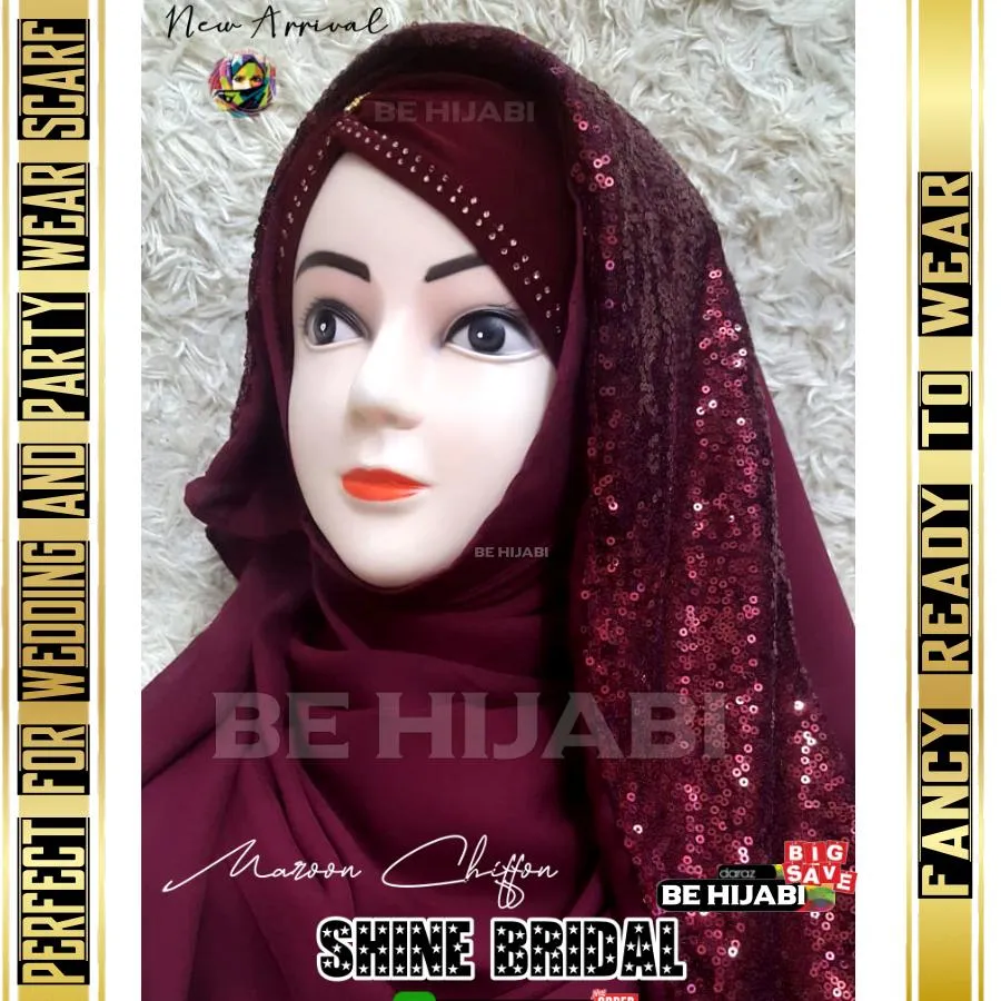 Shining Star Fancy Ready to Wear Hijab - Luxury Fashion - Perfect For Wedding And Party Wear Scarf