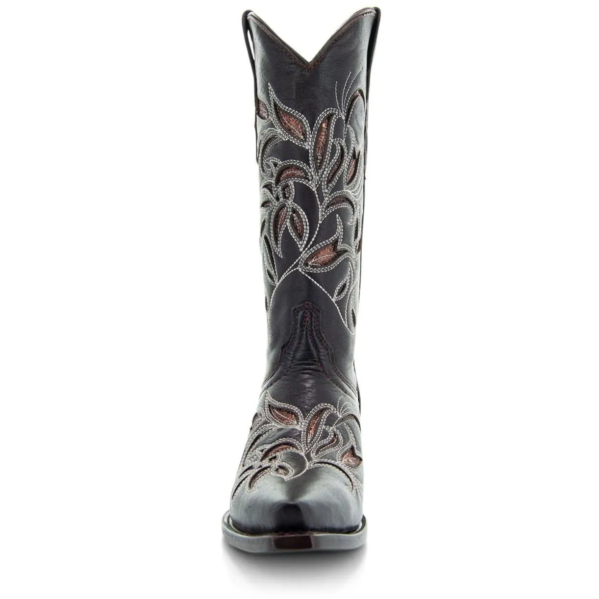 Soto Boots Womens Floral Embroidered Inlay Cowgirl Boots M50049 Brown