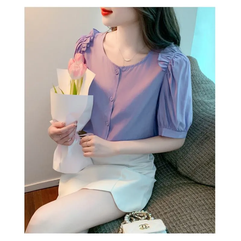 Versatile Chiffon Tencel Wood Ear Blouse