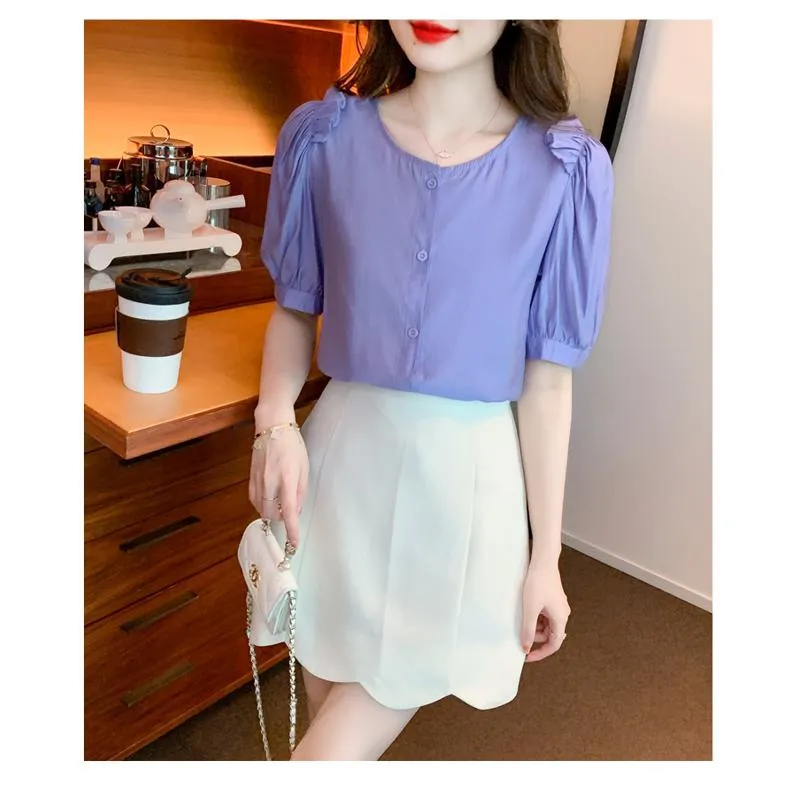 Versatile Chiffon Tencel Wood Ear Blouse