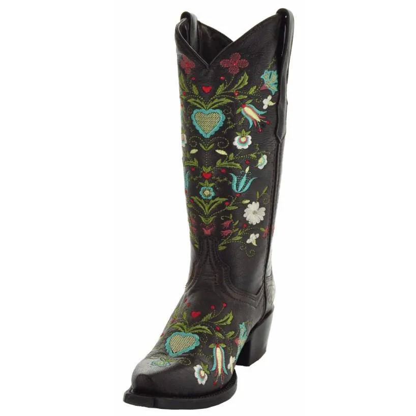 Wildflower Boots | Floral Embroidered Cowgirl Boots (M50030)